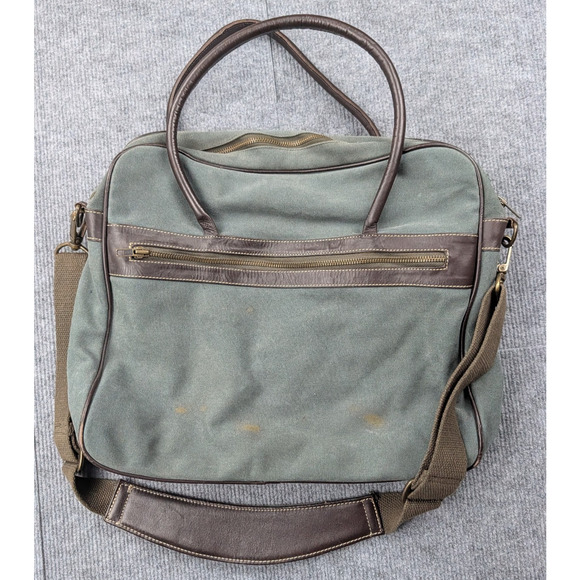 Wilsons Leather Messenger Bag Green Canvas Leather Detail Retro Vintage Business - Picture 5 of 6